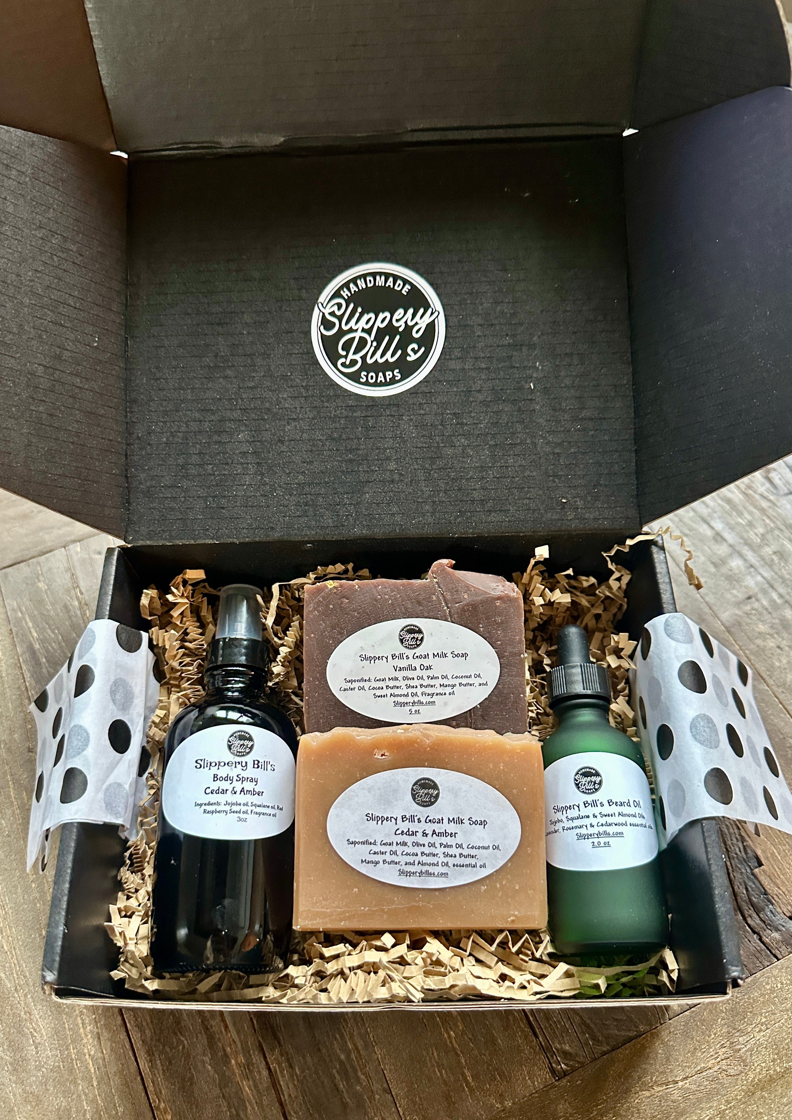Slippery Bills Men Gift Box Cedar Amber Goat Milk Soap - Rosetta Creative Boutique